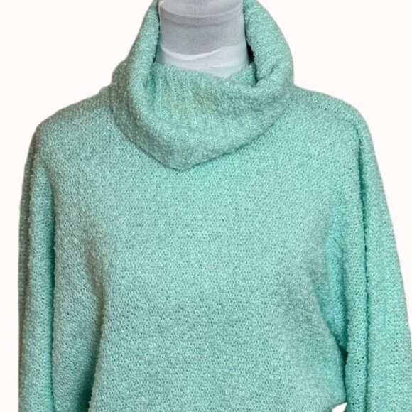 Jason Maxwell Cowl Neck Sweater Sz L VTG 80s Pastel Textured Knit Dolman Sleeve - Picture 5 of 13
